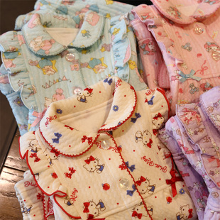 日本亲子空气棉秋冬儿童，女童男童加厚保暖睡衣家居服套装