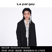 纳帕佳长袖简约西装外套，2023秋冬女式黑色，个性时尚设计感上衣