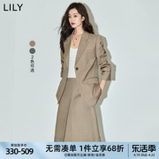 LILY2024春女装商务通勤款复古简洁一粒扣职业休闲西装外套女