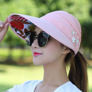 好货遮阳帽女帽子，女士可折叠太阳帽夏天百搭出游遮脸潮韩版夏季