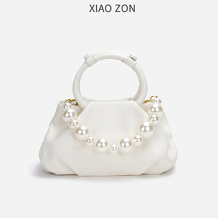 XIAOZON原创高级感云朵包包女小众手提包白色珍珠女士小包斜挎包