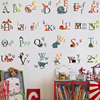 26个拼音字母表墙贴画儿童海报，贴纸卡通英语英文图自粘墙纸大图案