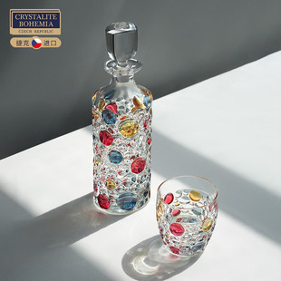 捷克BOHEMIA进口水晶玻璃手工描彩威士忌杯酒樽艺术创意酒具套装