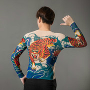 Men's Thin Long Sleeve Faux Tattoo T-Shirt薄款长袖仿纹身T恤