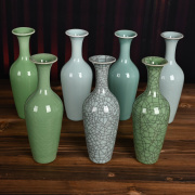复古青瓷观音瓶小花瓶简约家居客厅摆件陶瓷桌面插花器装饰品