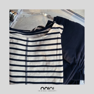 Minimal Concept慵懒周末日式极简条纹长袖针织睡衣套装