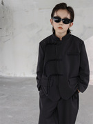 男童套装新中式复古长袖上衣儿童装，唐装男孩中国风两件套西装盘扣