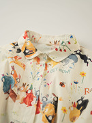 设计感小众彩色涂鸦兔子印花长袖衬衫女秋季韩版宽松休闲上衣