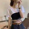 纯色棉超短款短袖T恤女夏季简约韩版设计感小众罩衫辣妹上衣