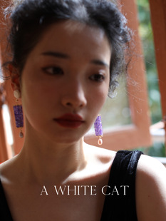 一白阿猫 法系复古玫瑰花天然珍珠耳环长款流苏显瘦 无耳洞耳夹