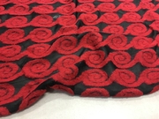 春秋黑色底大红色螺丝，纹针织羊毛面料，外套马甲连衣裙毛料布料