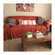 客厅改造法国亚麻纯色布艺，沙发巾沙发盖布，四季可用水洗方便可定制