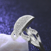 欧美饰品镶钻戒指女式开口水钻，指环纪念日求婚礼物可调节戒指