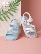 富罗迷女童凉鞋夏季2023洋气时尚小女孩魔术贴水钻宝宝沙滩鞋