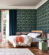 英国原进口美式复古植绒浮雕凹凸，图案客厅卧室，背景墙纸1167026