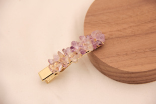 天然紫水晶发夹镀14k真金，纯手工精致优雅气质，原创设计纯手工边夹