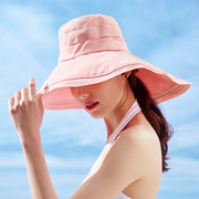 防晒渔夫帽大沿帽女夏季UV防紫外线太阳帽大檐帽遮阳休闲沙滩帽