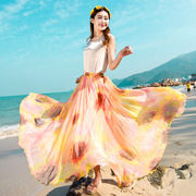 海边度假裙540度大摆沙滩舞蹈，裙花色波西米亚仙女飘逸雪纺半身裙