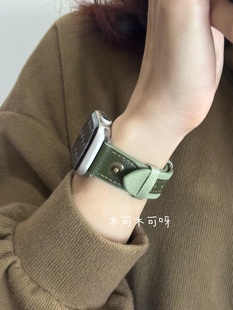 适用苹果手表铆钉帆布applewatch创意表带iwatch表链高级气质表带