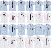 送领结领带纯白色蓝色衬衫男女班校服情侣尖领圆领短袖职业工作服