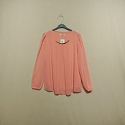 外贸原单甜美日系vintage纯色圆领，雪纺衬衫女长袖小众设计感上衣