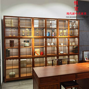 新中式刺猬紫檀阅玻璃书柜实木，家具简约红木，玻璃书橱花梨灯带书柜