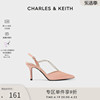 charles&keith女鞋ck1-60280280-b通勤半宝石链条高跟婚鞋单鞋女