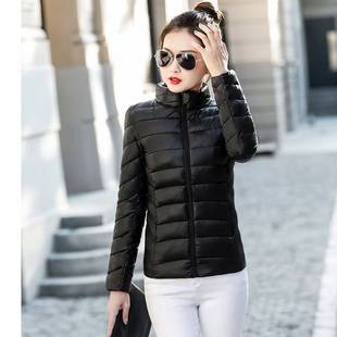 立领轻薄冬季短款羽绒棉衣女装修身韩版学生黑色棉袄大码棉服外套