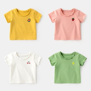 女宝宝短袖t恤0男小童，上衣婴儿童装1纯棉2女童，半袖3岁夏季夏装潮