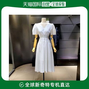 韩国直邮sisley连衣裙，sisleyv领泡泡袖，修身款连衣裙saop