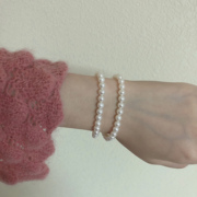 天然极光淡水白色小珍珠14K包金复古双层手链多排正圆强光手串