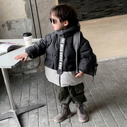 男童羽绒服冬季2023韩版时髦棉服潮小男孩儿童白鸭绒冬装外套