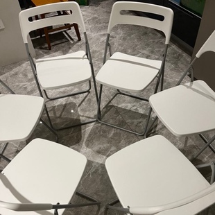 宜家家居国内尼斯办公椅子白色靠背电脑椅学习椅户外折叠餐椅