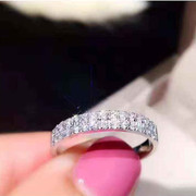 排戒钻戒18K白金双排钻石戒指时尚玫瑰金彩金碎钻戒指女尾戒