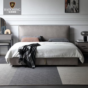 北欧科技布床简约现代1.8米双人储物床小户型，软床意式极简布艺床