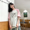 小雨良品日系粉色插肩袖，纯棉宽松短袖，t恤女2024夏季韩系上衣