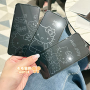 kitty苹果1415promax高清息影钢化玻璃，膜适用iphone111213可爱卡通凯蒂猫全屏手机贴膜女款xr