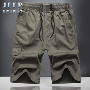 jeep吉普工装短裤男士夏季多口袋宽松外穿纯棉，跑步休闲运动五分裤