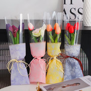 花中情 桃园单支玻璃纸女神节玫瑰鲜花透明包花袋花束花艺包装纸