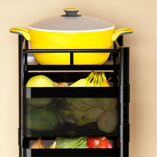 厨房蔬菜置物架收纳筐，旋转多层菜篮子专用家用储菜架可移动小推车
