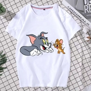 猫和老鼠T恤儿童女童短袖纯棉宽松夏季男童中大童卡通亲子装上衣