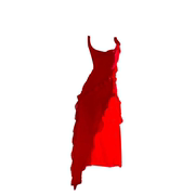 大码胖mm法式荷叶边红色连衣裙，女夏季度假风氛围感不规则开叉长裙