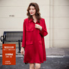衬衫连衣裙红色新年战袍2024春装，高级感气质，裙子长袖防晒度假