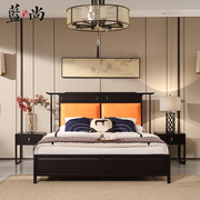 新中式实木双人床现代简约家用卧室主卧样板房，别墅酒店家具定制
