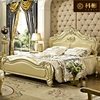 欧式实木床 美式别墅大气金色卧室实木雕花公主大床主卧1.8米婚床