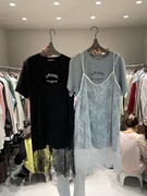 whjia春季时髦字母印花短袖，t恤+蕾丝吊带连衣裙两件套装女潮