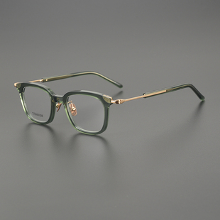 日本轻奢谨文艺手工板材方形眼镜框，高度数(高度数，)小脸男女纯钛复古款