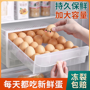 鸡蛋收纳盒冰箱专用保鲜厨房整理神器装放架托食品级抽屉式鸡蛋盒