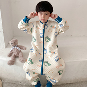 儿童夹棉睡袋婴儿秋冬季护肚防踢被保暖空气棉男童宝宝暖气房睡衣