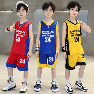 男童篮球服速干运动套装，无袖夏季背心儿童，男孩中大童24号科比球衣